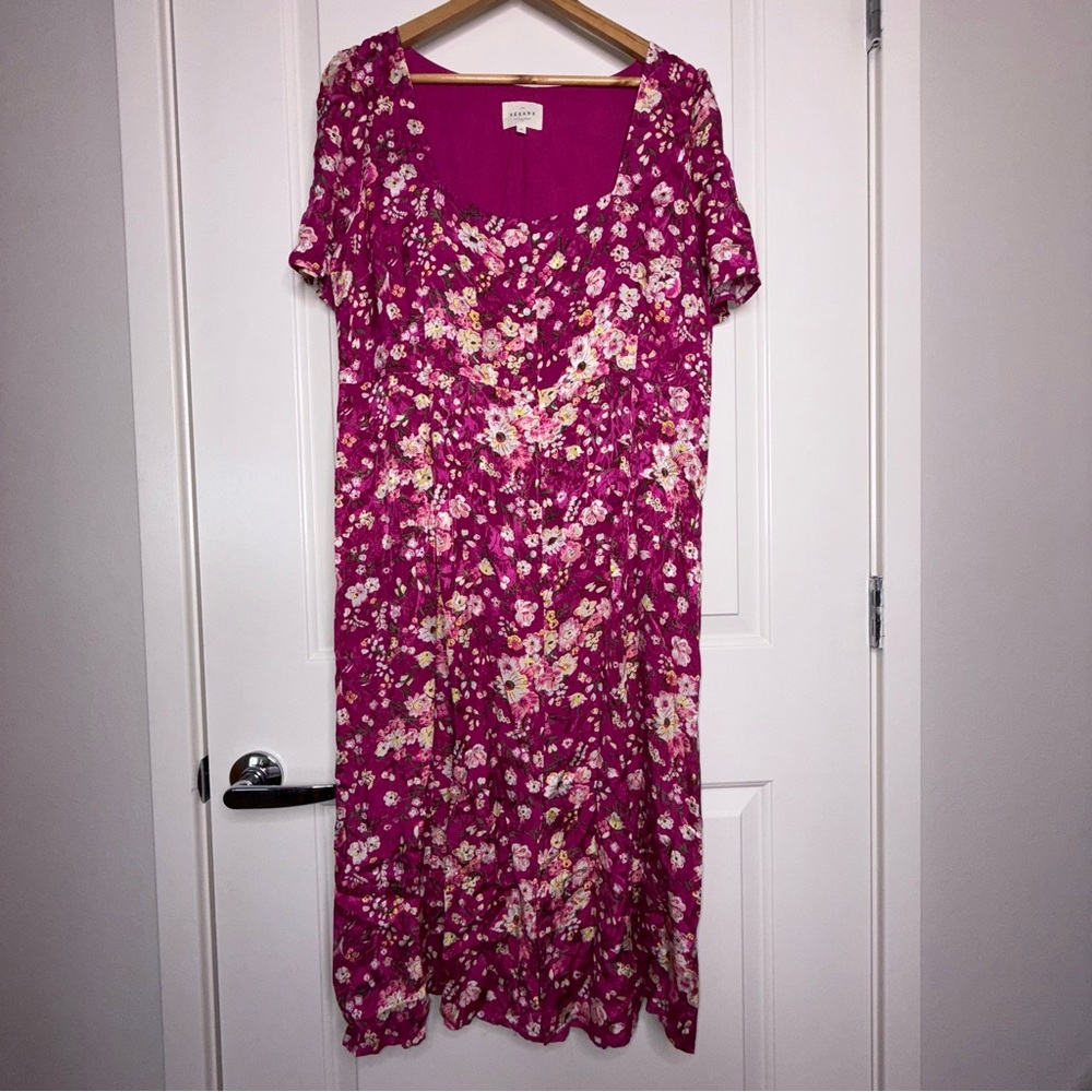 Sezane Victoria Midi Dress Jacquard Floral Minorca Button Front - Picture 2 of 10
